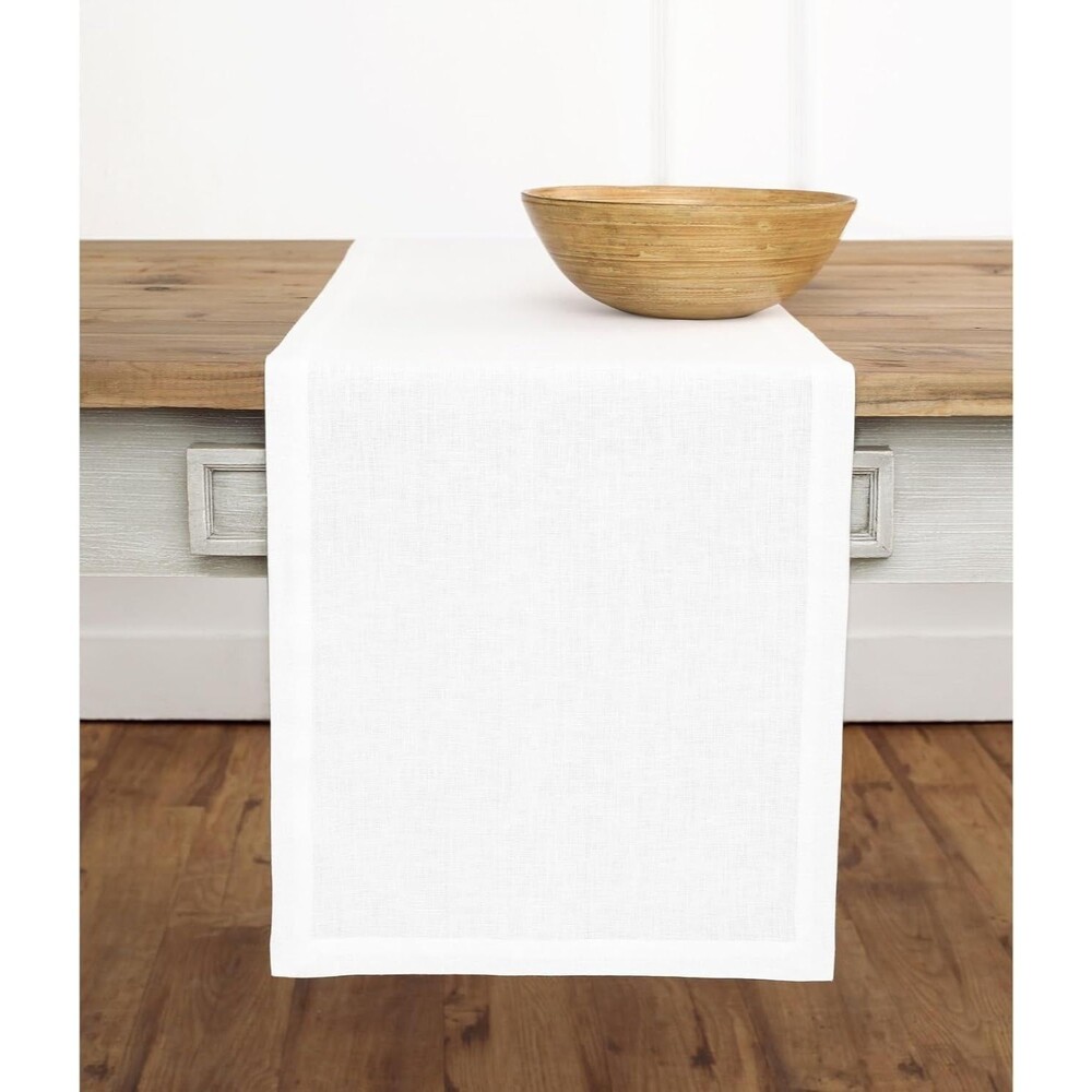 Solino Home Fete 100% Linen White Table Runner 14x90 SH111TR90WE